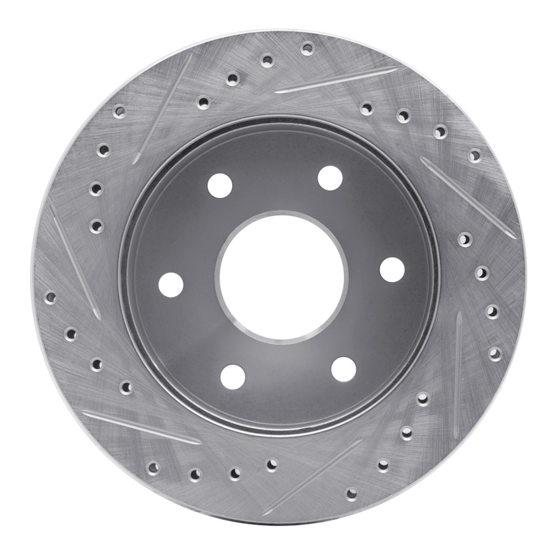 Cadillac Escalade Brake Rotor (1) - Front Right - R1 Concepts - Drilled & Slotted - Silver - `88-`00